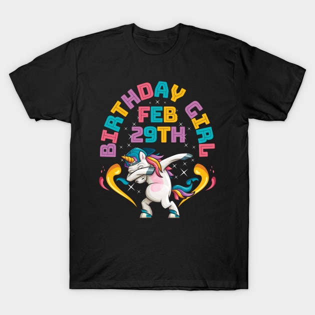 Birthday Girl Unicorn Leap Year February 29th T-Shirt by aneisha